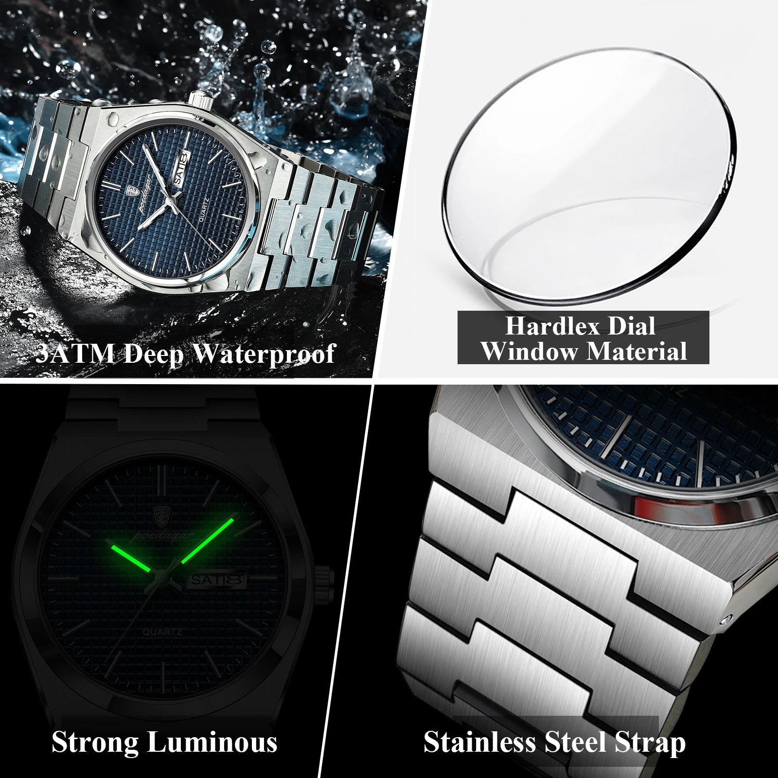 POEDAGAR 821 Business Men Wristwatch