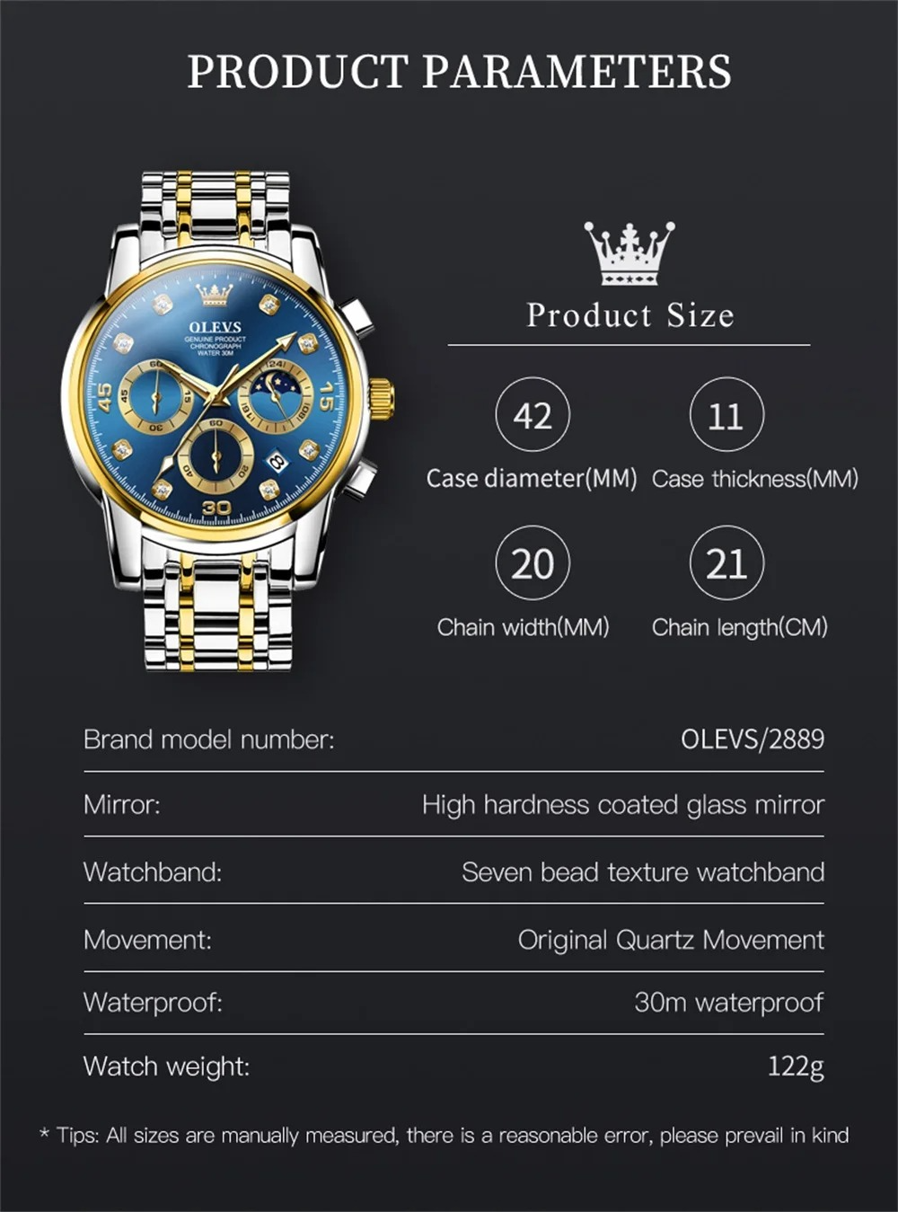 OLEVS Original Luxury Chronograph Watch for Men