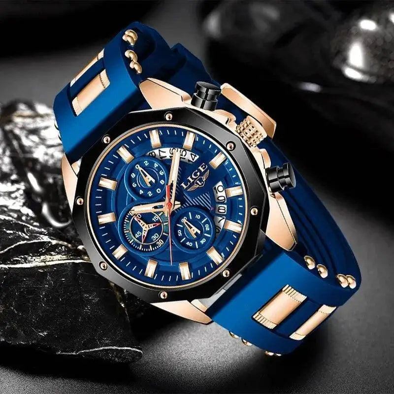 LIGE FASHION MEN WATCHES TOP BRAND LUXURY SILICONE SPORT WATCH MEN QUARTZ DATE CLOCK WATERPROOF WRISTWATCH CHRONOGRAPH CLOCK MAN main product image