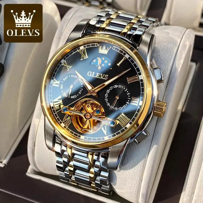 OLEVS 6678 AUTOMATIC SKELETON TOURBILLON MECHANICAL SELF WINDING ORIGINAL WATCH main product image