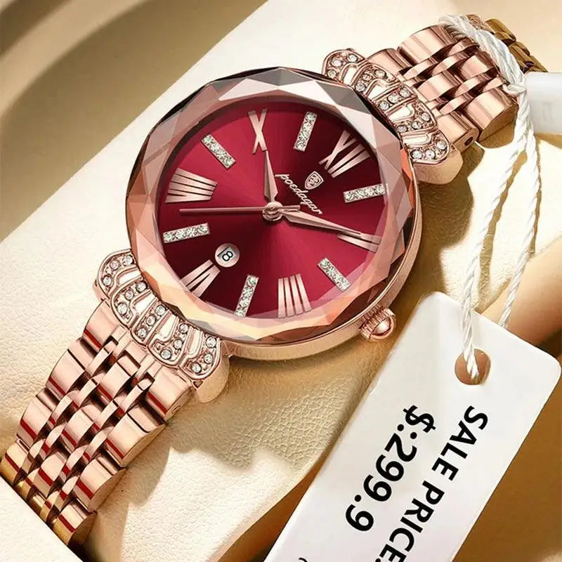 POEDAGAR 766 LUXURY DIAMOND CROWN LADIES WATCH main product image
