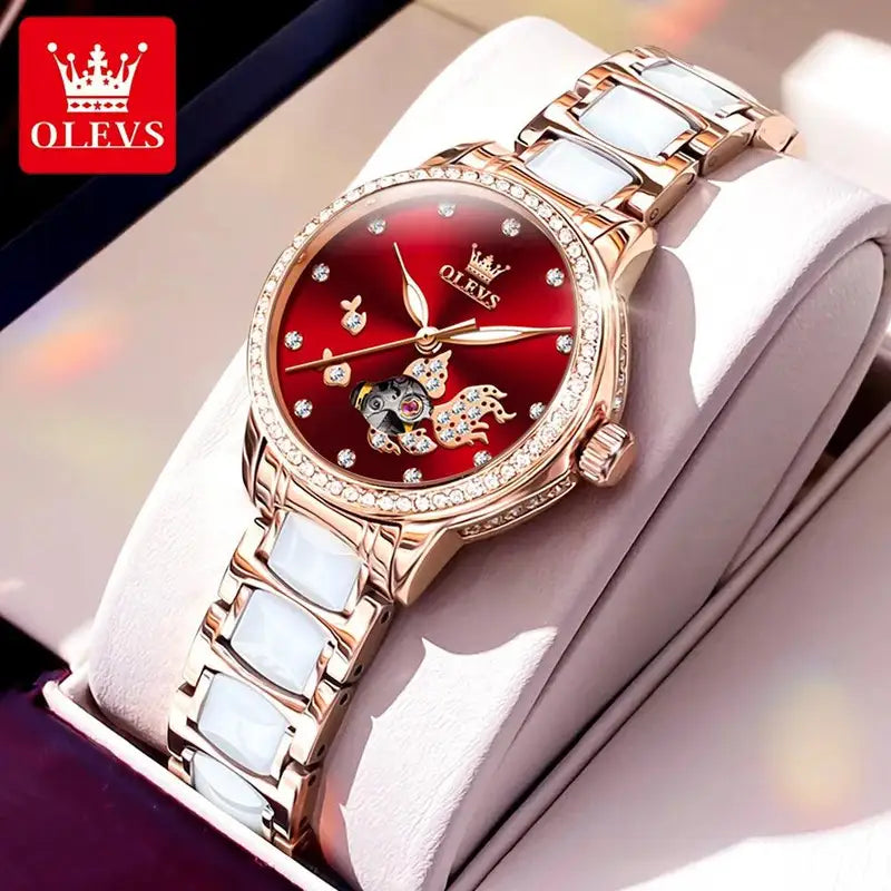 OLEVS 7001 LUXURY MECHANICAL WATCH FOR WOMEN CERAMIC STRAP WATERPROOF WOMAN WRISTWATCH ORIGINAL main product image