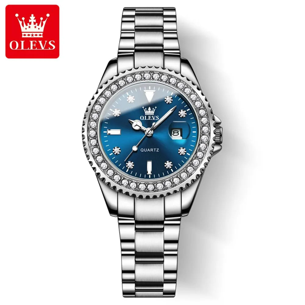 OLEVS 9945 Original Diamond Dial Quartz Watch for Women