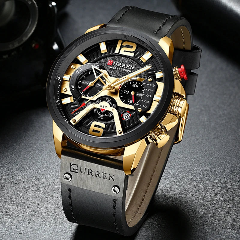 CURREN 8329 Luxury Men Leather Sports Watch