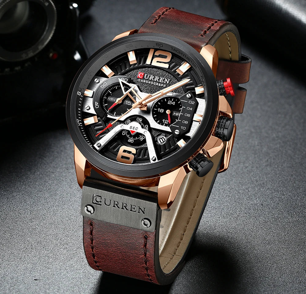 CURREN 8329 Luxury Men Leather Sports Watch