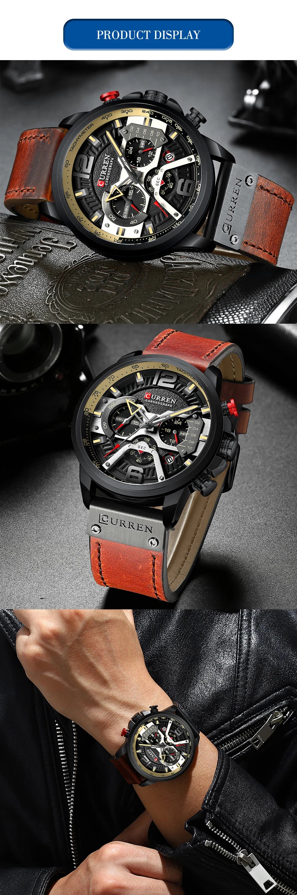 CURREN 8329 Luxury Men Leather Sports Watch