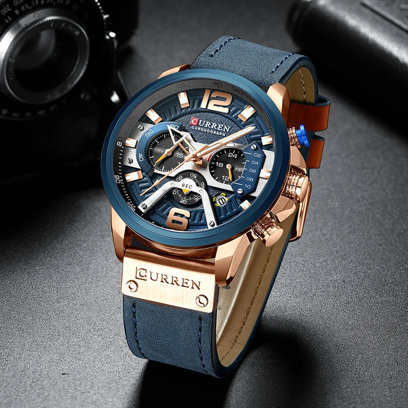 CURREN 8329 Luxury Men Leather Sports Watch