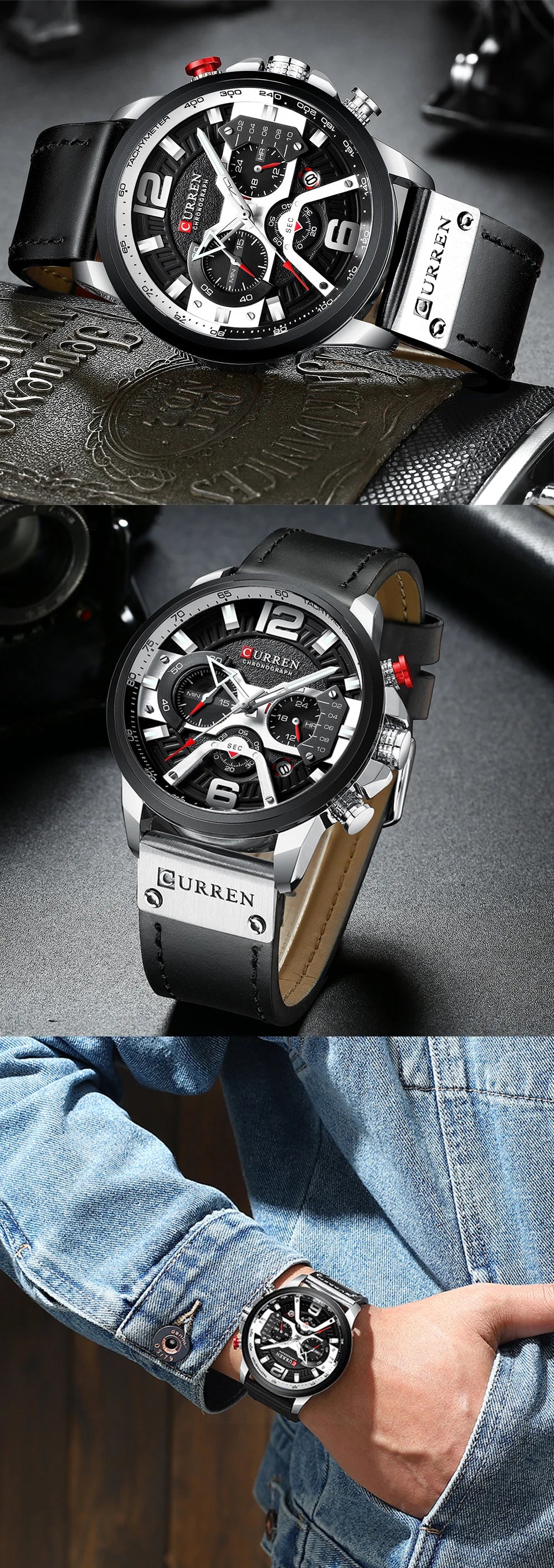 CURREN 8329 Luxury Men Leather Sports Watch