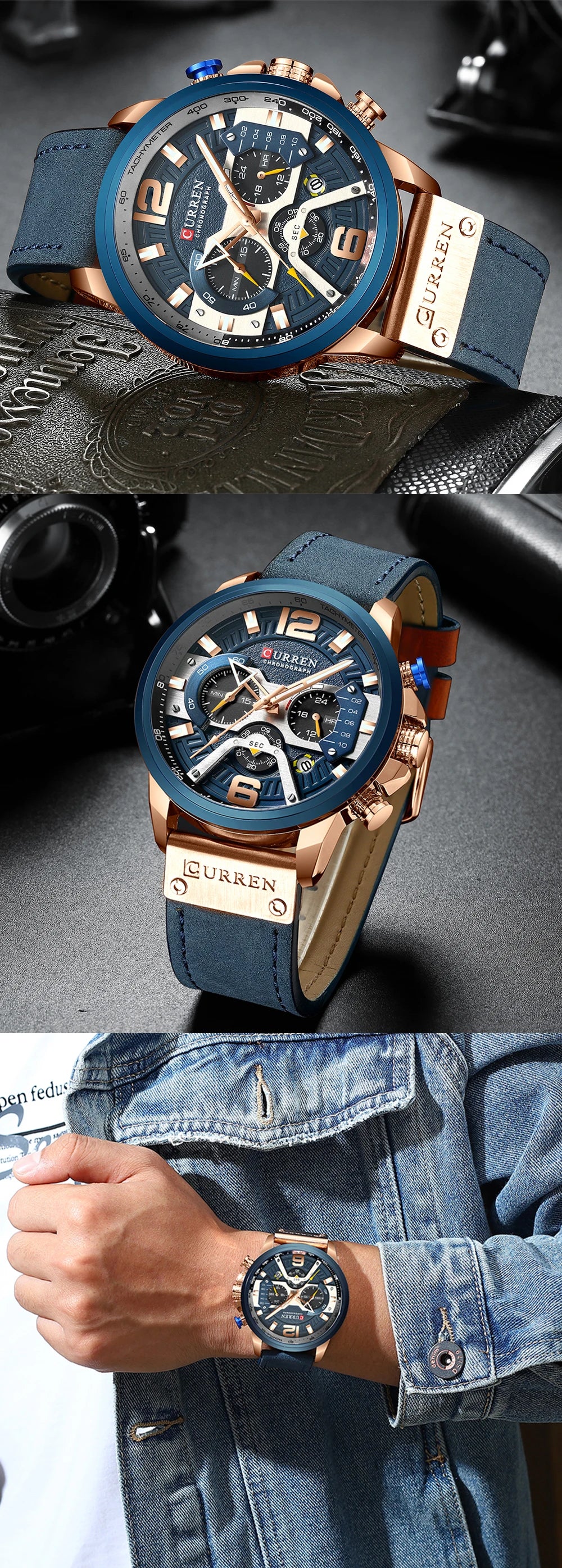 CURREN 8329 Luxury Men Leather Sports Watch