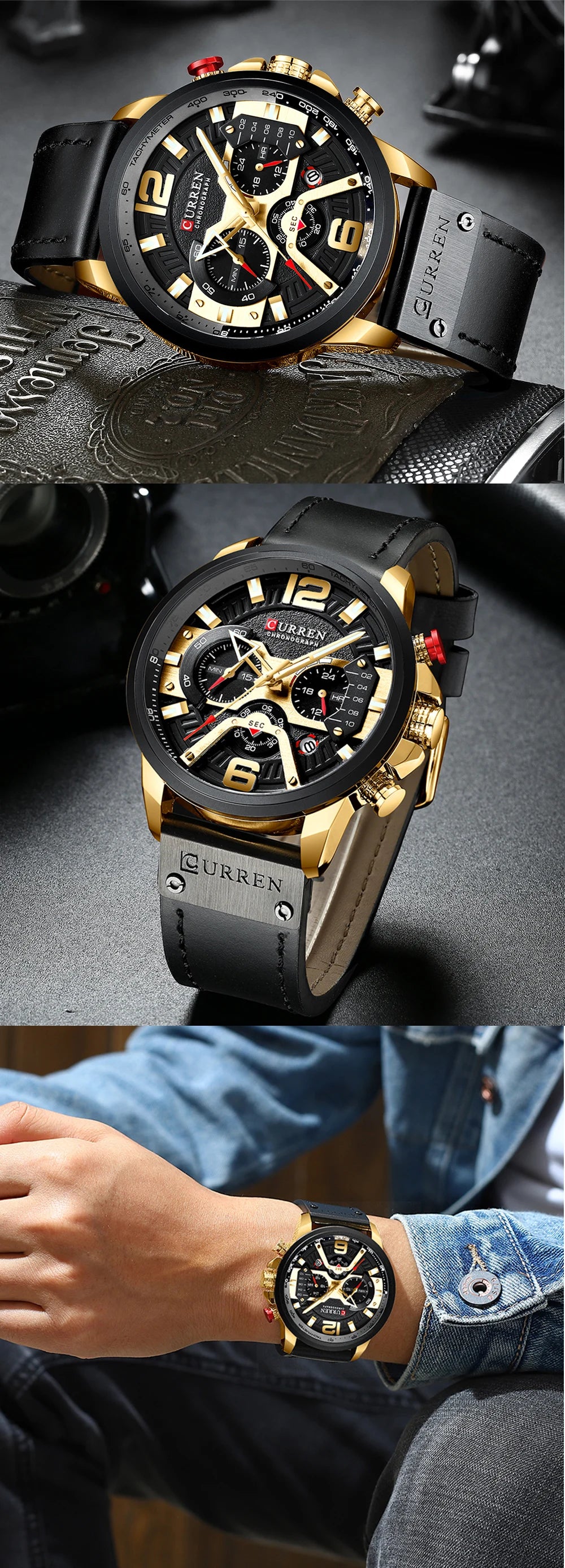 CURREN 8329 Luxury Men Leather Sports Watch