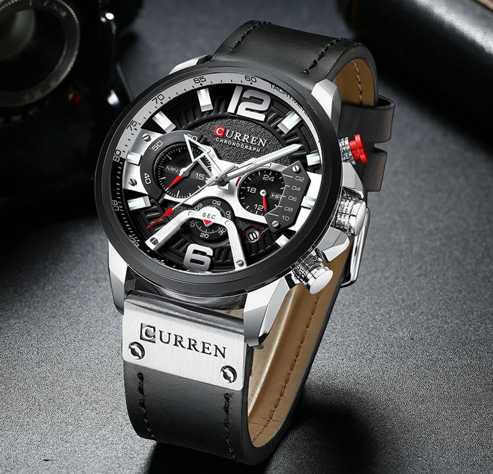 CURREN 8329 Luxury Men Leather Sports Watch