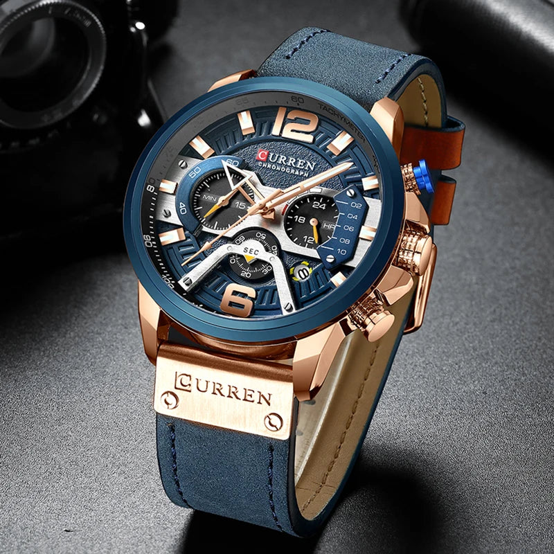 CURREN 8329 Luxury Men Leather Sports Watch