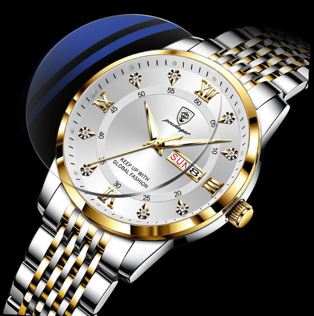 POEDAGAR 836 Stainless Steel Luxury Wrist Watch