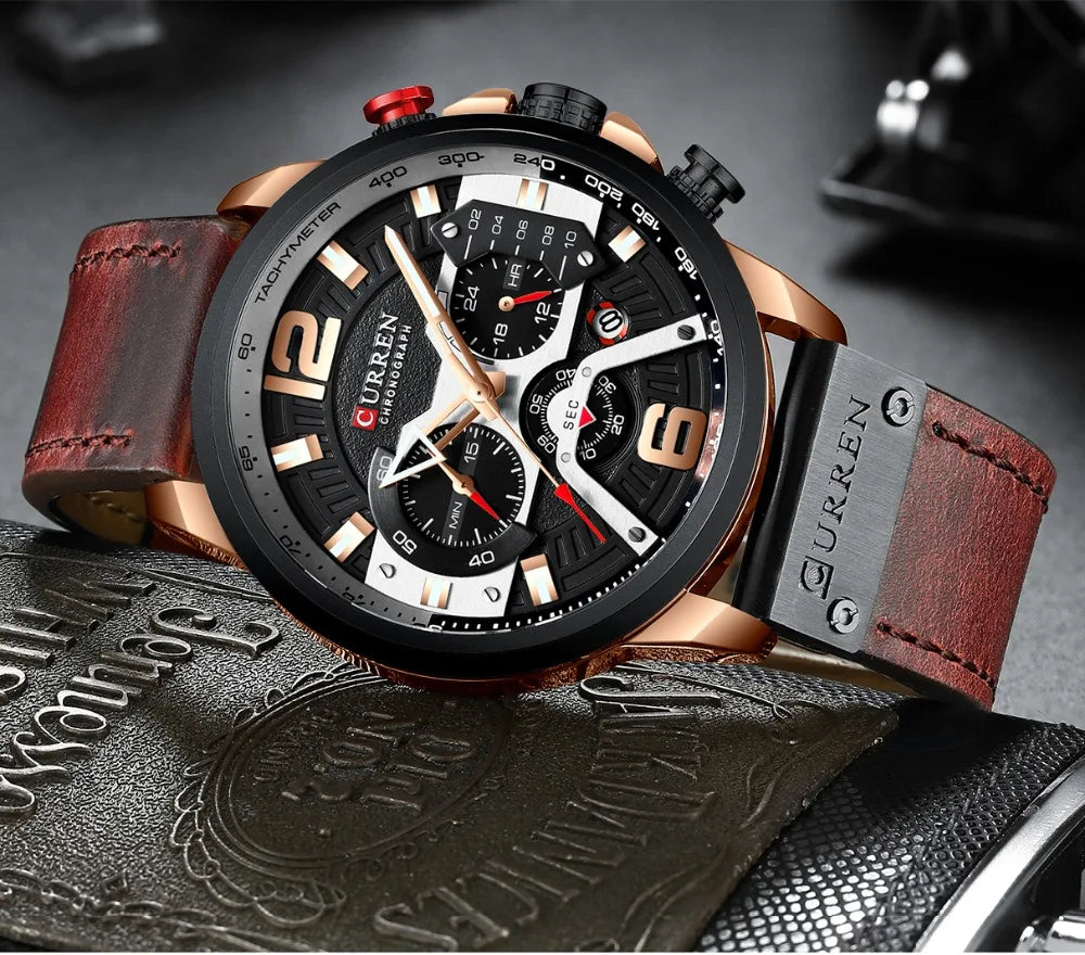 CURREN 8329 Luxury Men Leather Sports Watch