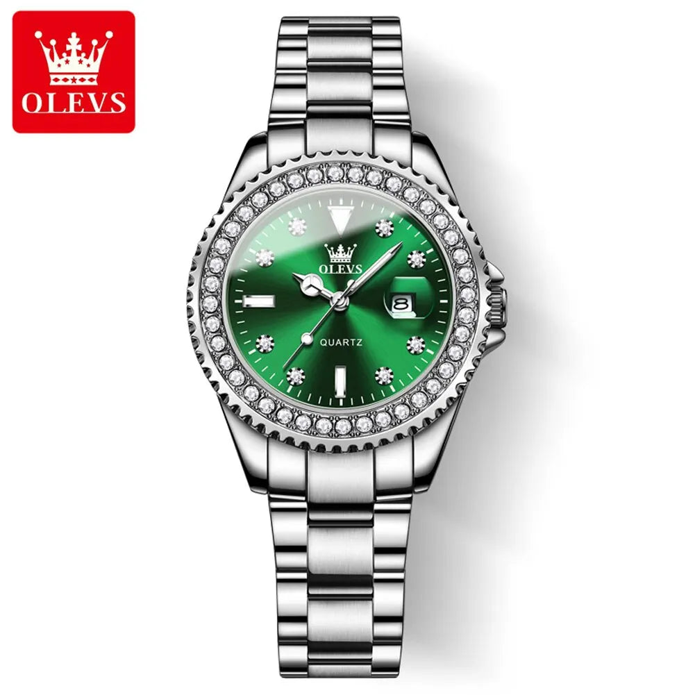 OLEVS 9945 Original Diamond Dial Quartz Watch for Women