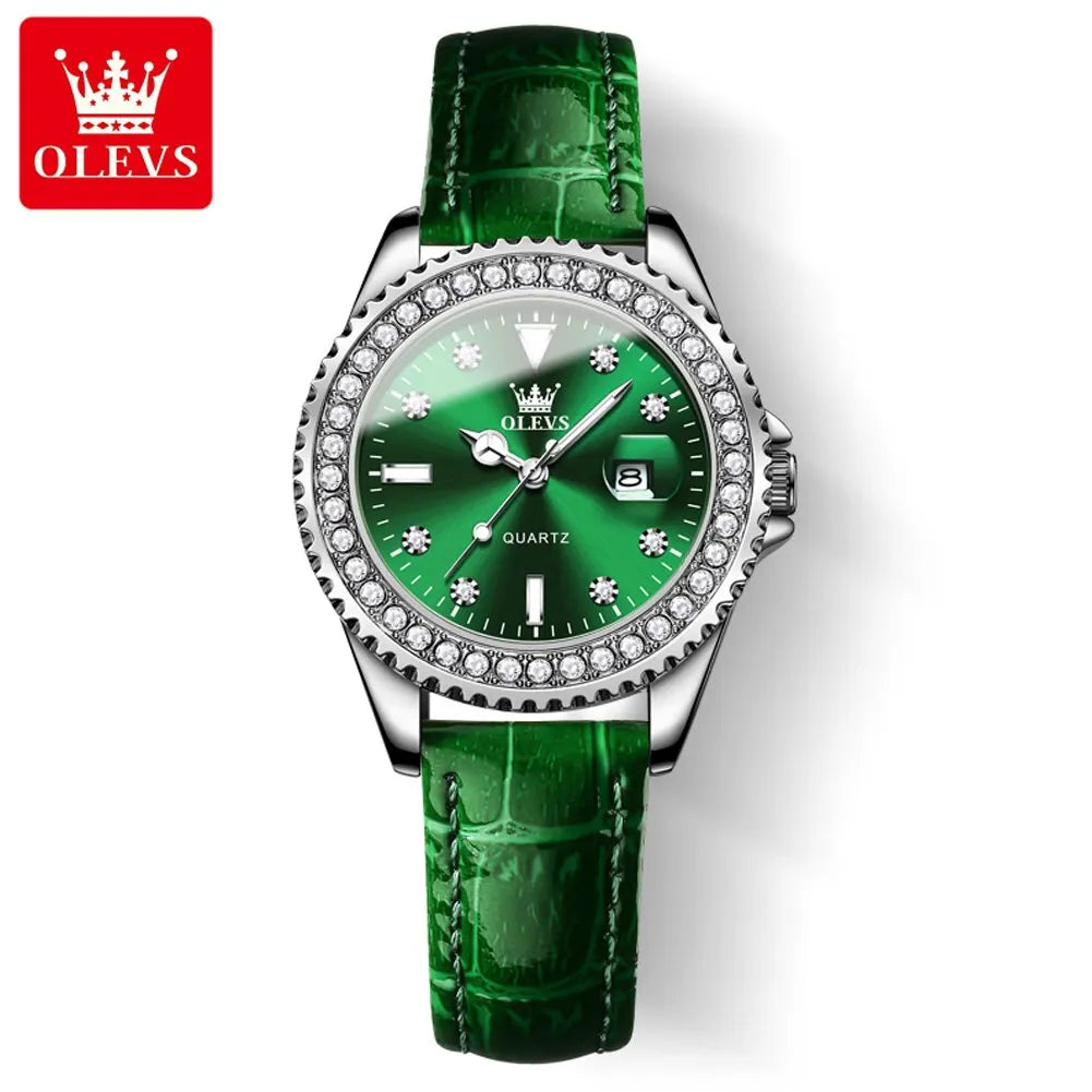 OLEVS 9945 Original Diamond Dial Quartz Watch for Women