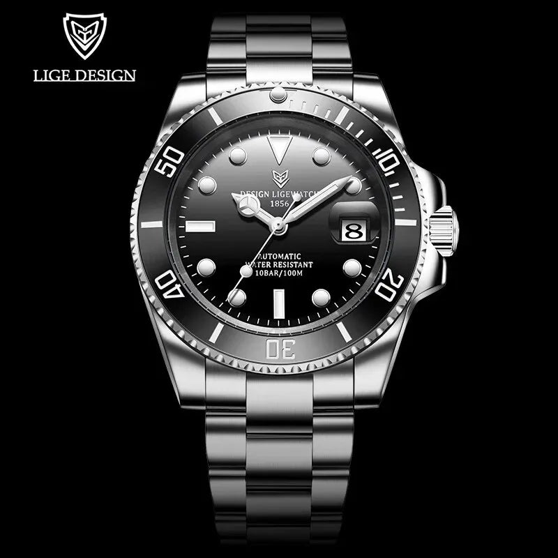 LIGE Mechanical Stainless Steel Wristwatch LG6801