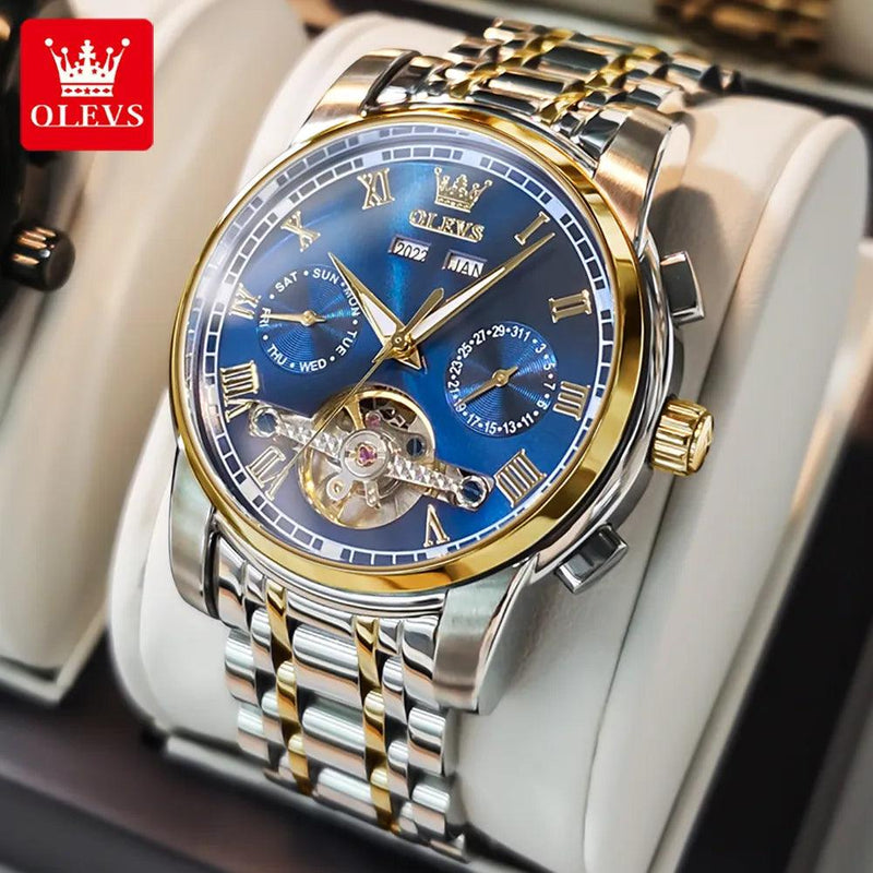 OLEVS 6607 Men's Automatic Mechanical Watch – Stainless Steel, Waterproof, Luminous Dial