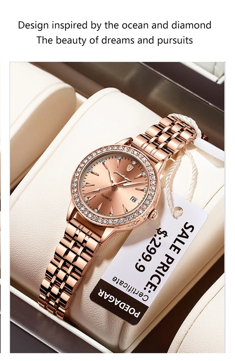 POEDAGAR 366 Ultra Thin Diamond Dial Ladies Watch