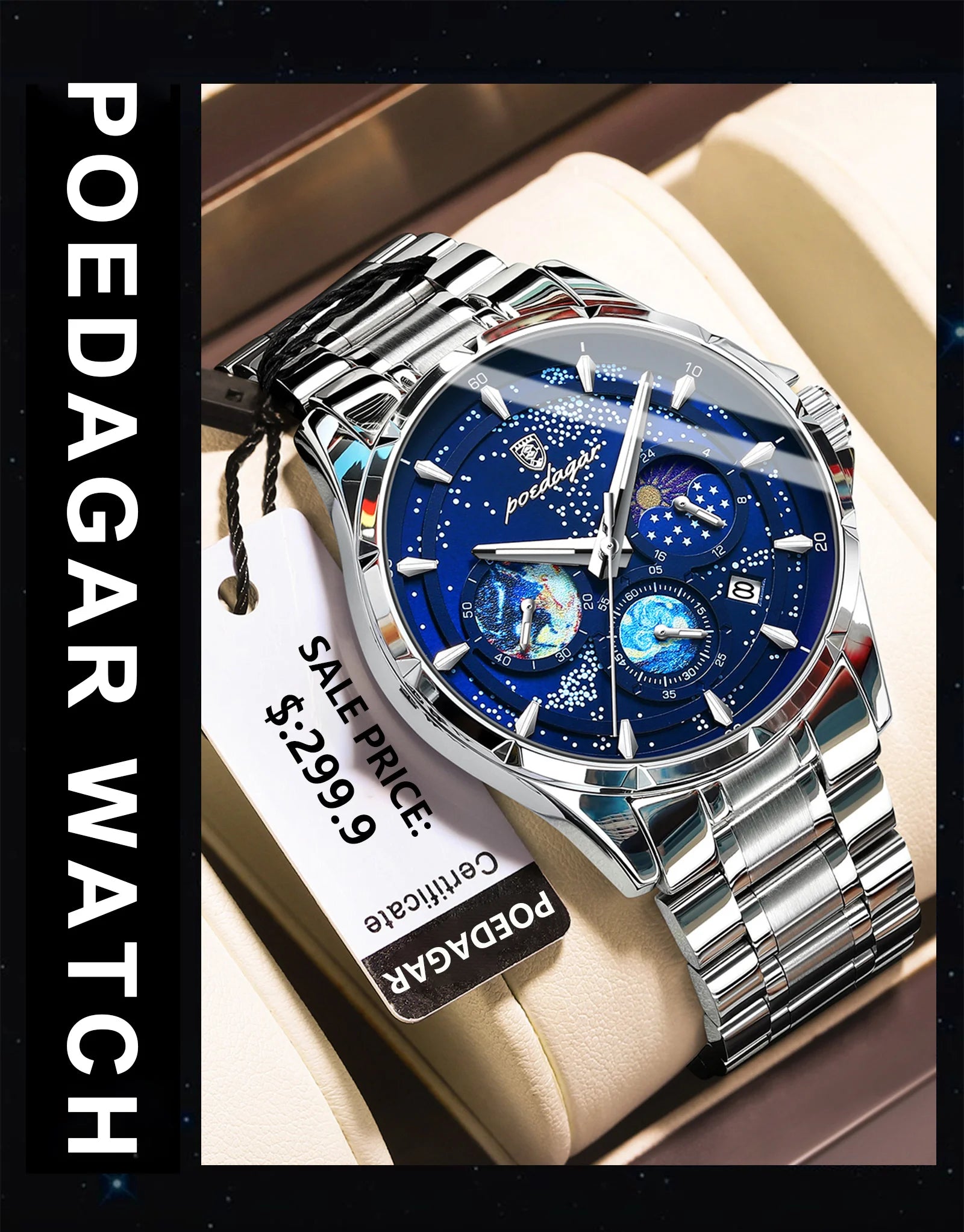 POEDAGAR 916 Luminous Chronograph Men's Quartz Watch