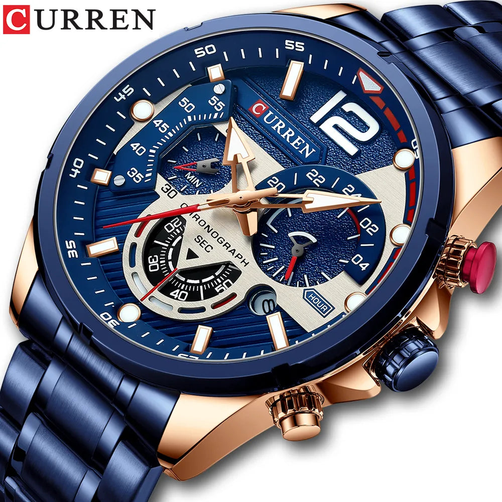 CURREN Chronograph Wristwatches Luxury Stainless Steel C8395