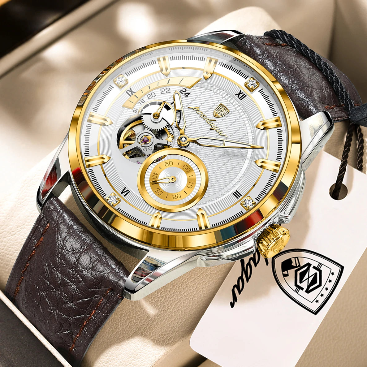 POEDAGAR 1427 Skeleton Tourbillon Automatic Watch for Men