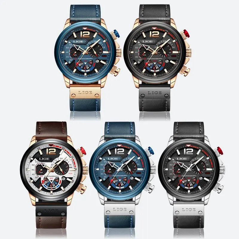 LIGE 8959 Luxury Chronograph Sports Watch