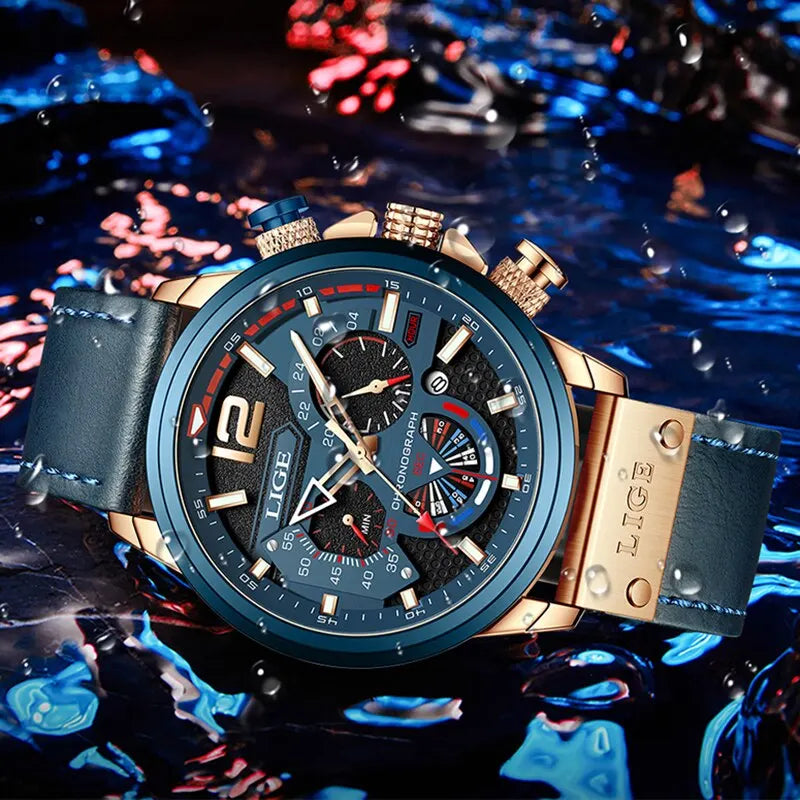 LIGE 8959 Luxury Chronograph Sports Watch