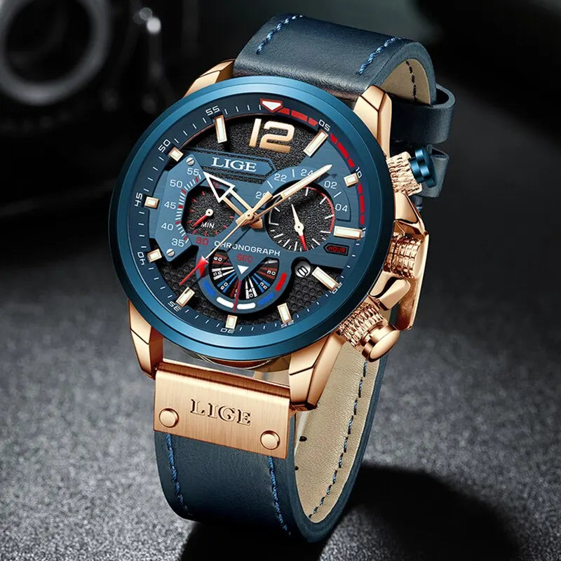 LIGE 8959 Luxury Chronograph Sports Watch