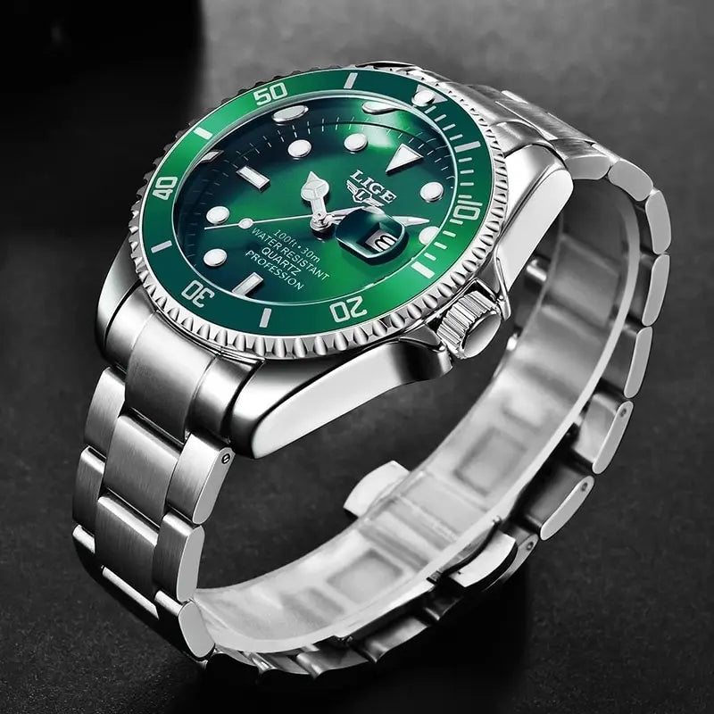 LIGE 10045 Luxury Fashion Diver Watch Men With Rotating Bezel