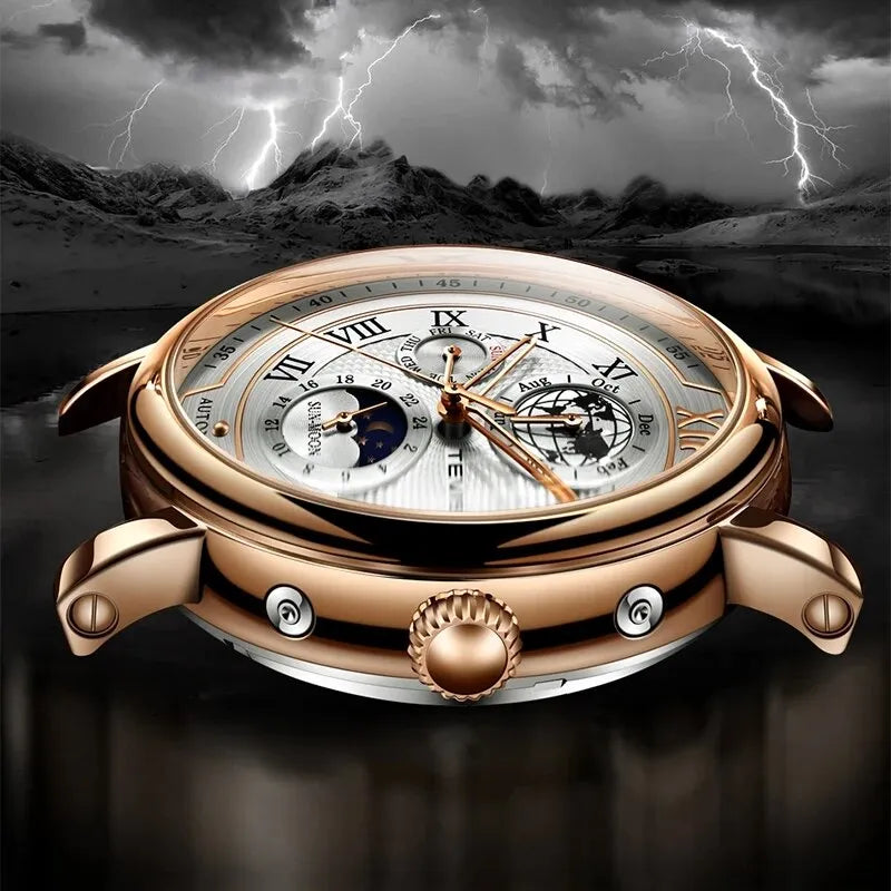 TEVISE Mechanical Moon Phase Automatic Wristwatch TW8820