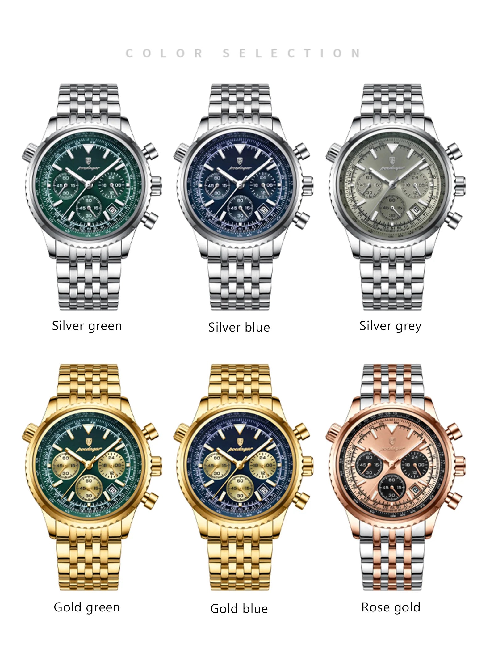 POEDAGAR 960 Chronograph Military Watch for Men