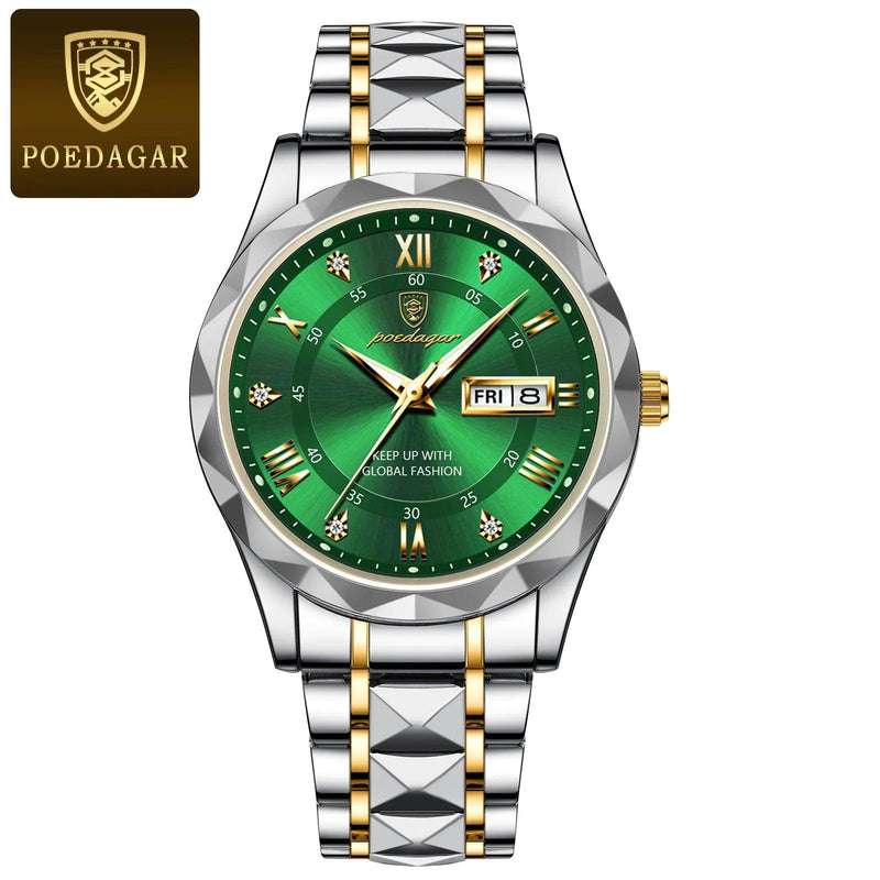 POEDAGAR 615 Diamond Crown & Strap Wristwatch