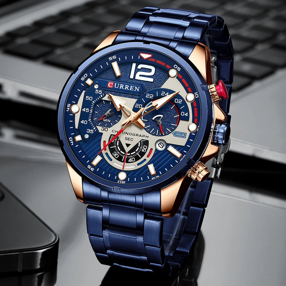 CURREN Chronograph Wristwatches Luxury Stainless Steel C8395