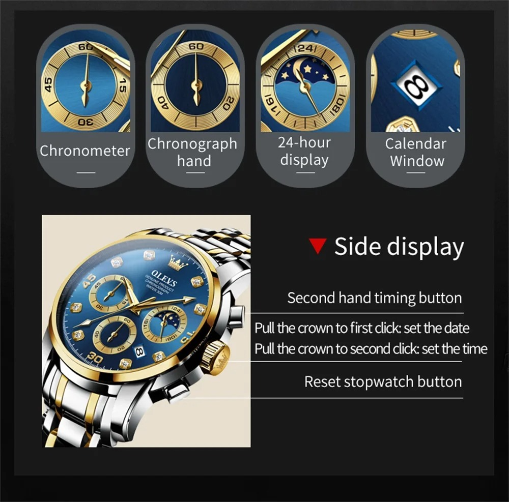 OLEVS Original Luxury Chronograph Watch for Men