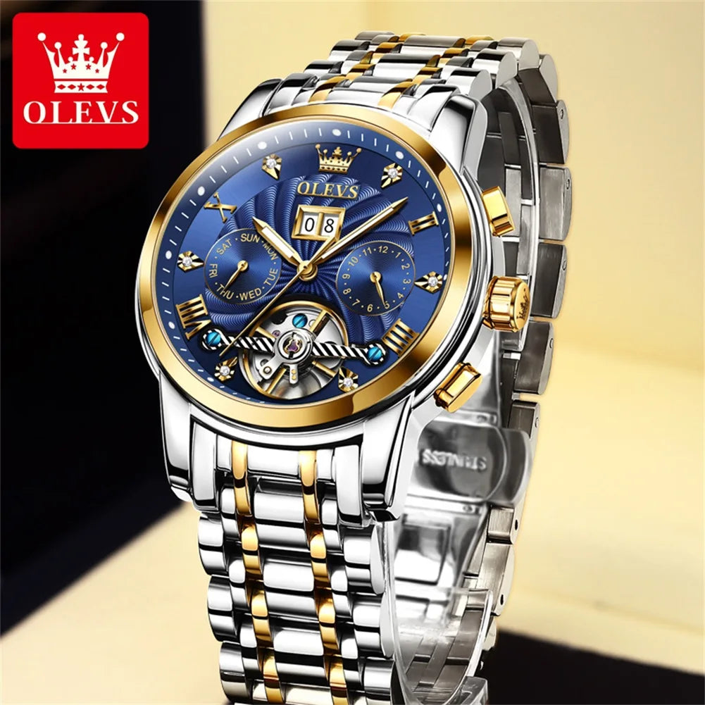 OLEVS 9910 Automatic, Stainless Steel, Waterproof Watch for Men