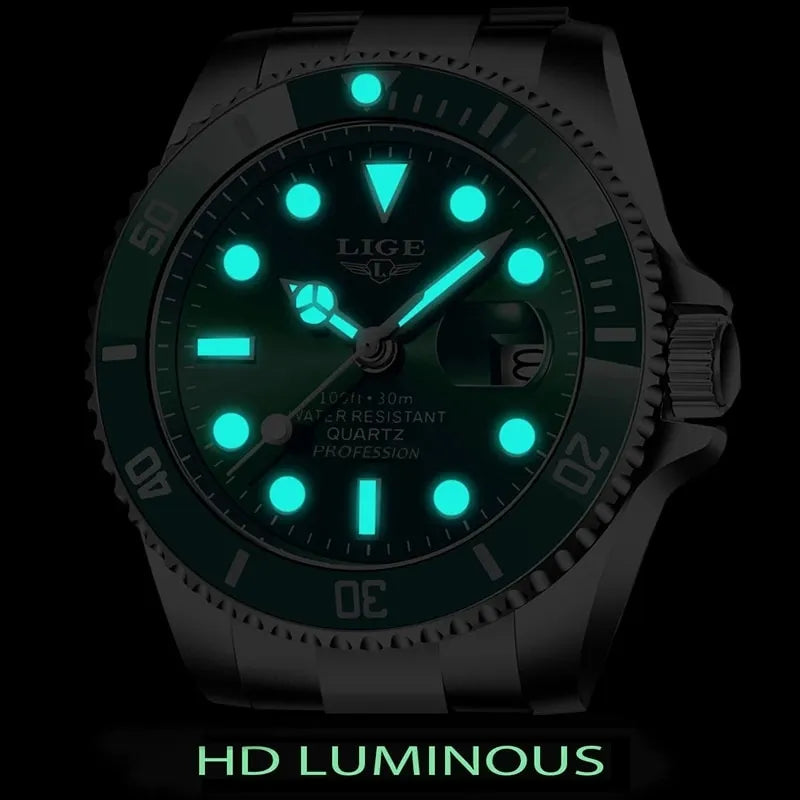 LIGE 10045 Luxury Fashion Diver Watch Men With Rotating Bezel