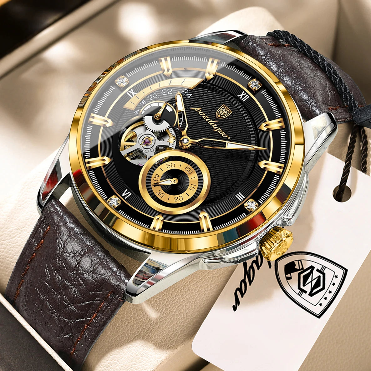 POEDAGAR 1427 Skeleton Tourbillon Automatic Watch for Men