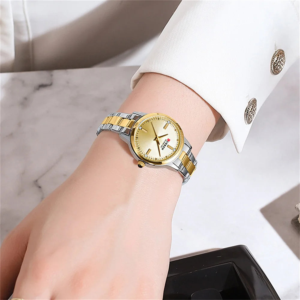 CURREN 9094L Luxury Lady Girl Wristwatch Elegant Stainless Steel Bracelet