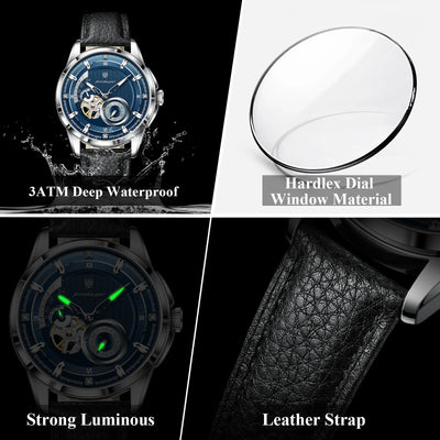 POEDAGAR 1427 Skeleton Tourbillon Automatic Watch for Men