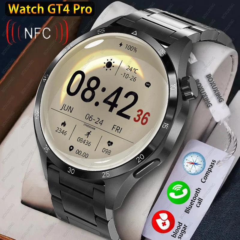 Smart Watch 4 Pro AMOLED HD Screen Bluetooth Call NFC Health Monitoring Watch GT4 Pro