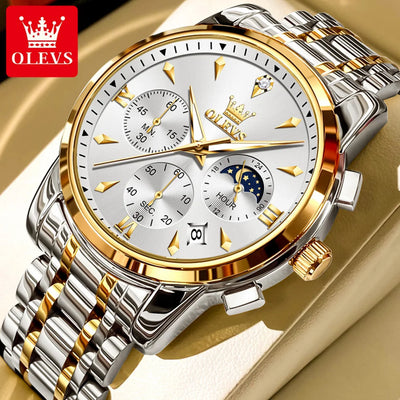 OLEVS 3639 Chronograph Men's Watch, Waterproof Luminous Moon Phase Watch