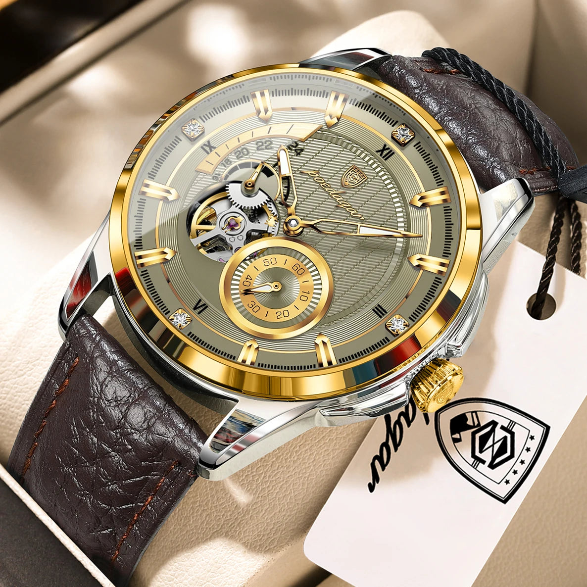 POEDAGAR 1427 Skeleton Tourbillon Automatic Watch for Men
