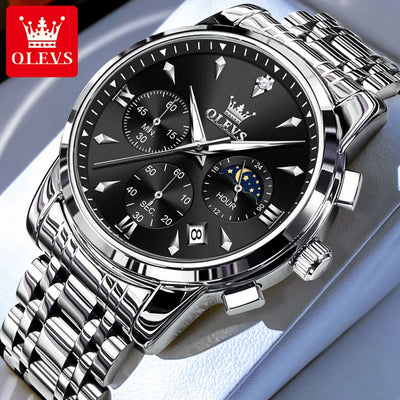 OLEVS 3639 Chronograph Men's Watch, Waterproof Luminous Moon Phase Watch