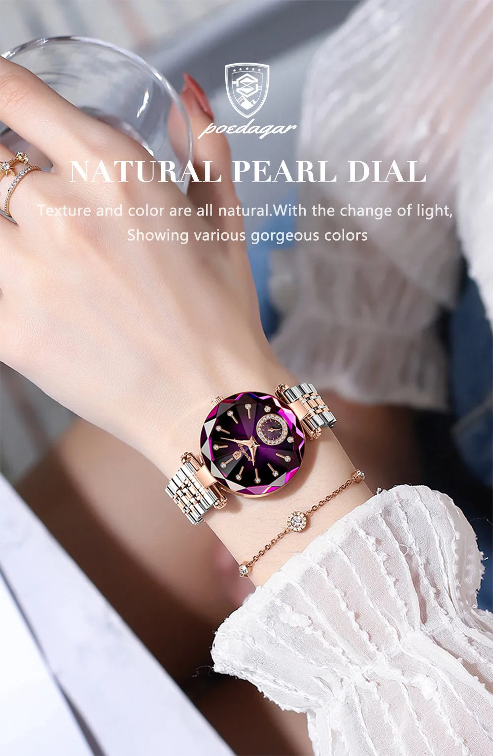 POEDAGAR 719 Elegant Diamond Dial Ladies Wristwatch