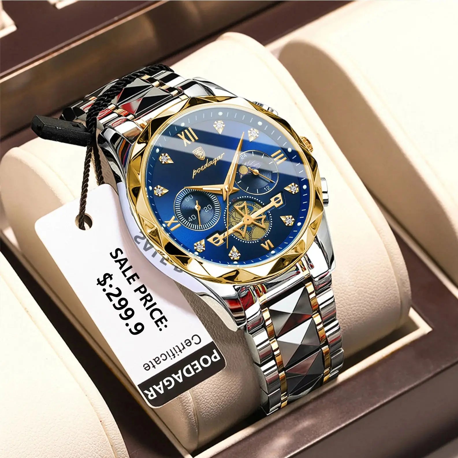 POEDAGAR Luxury Men Chronograph P996