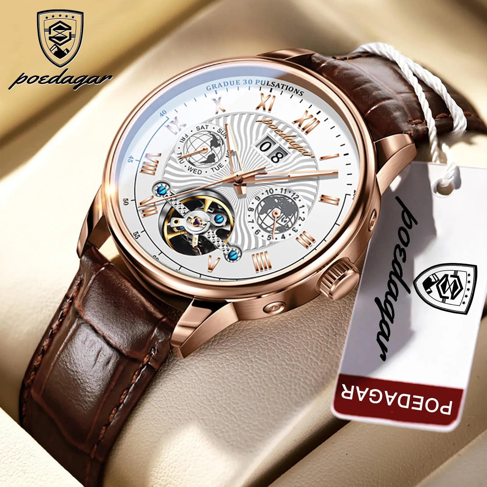 POEDAGAR 1409 Automatic Mechanical Hollow Watch