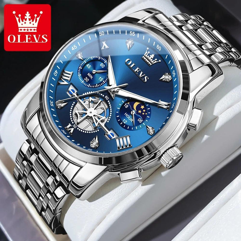 OLEVS 2856 Fitwheel Moon Phase Chronograph Original Quartz Wristwatch
