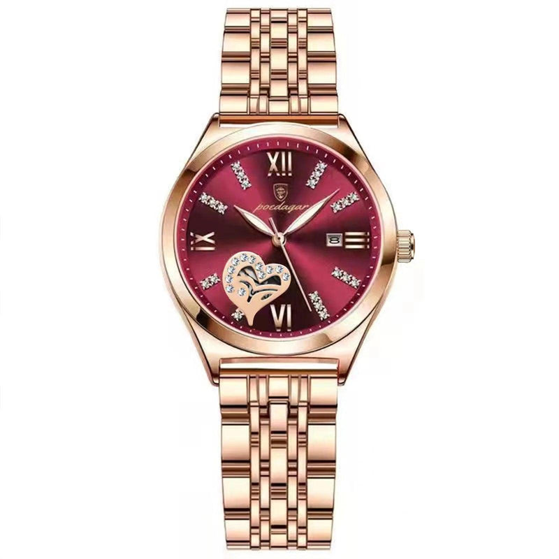 POEDAGAR 320 Luxury Luminous Date Stainless Steel Quartz Ladies Watch