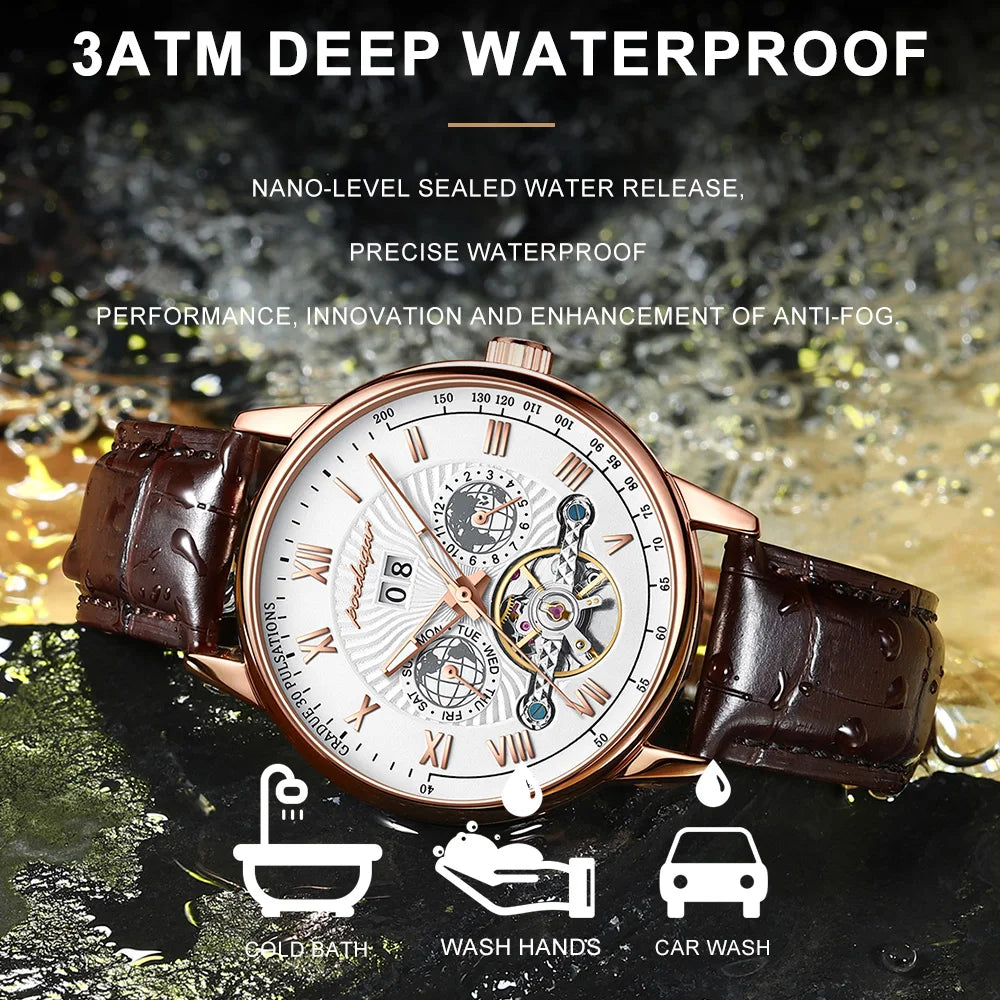 POEDAGAR 1409 Automatic Mechanical Hollow Watch